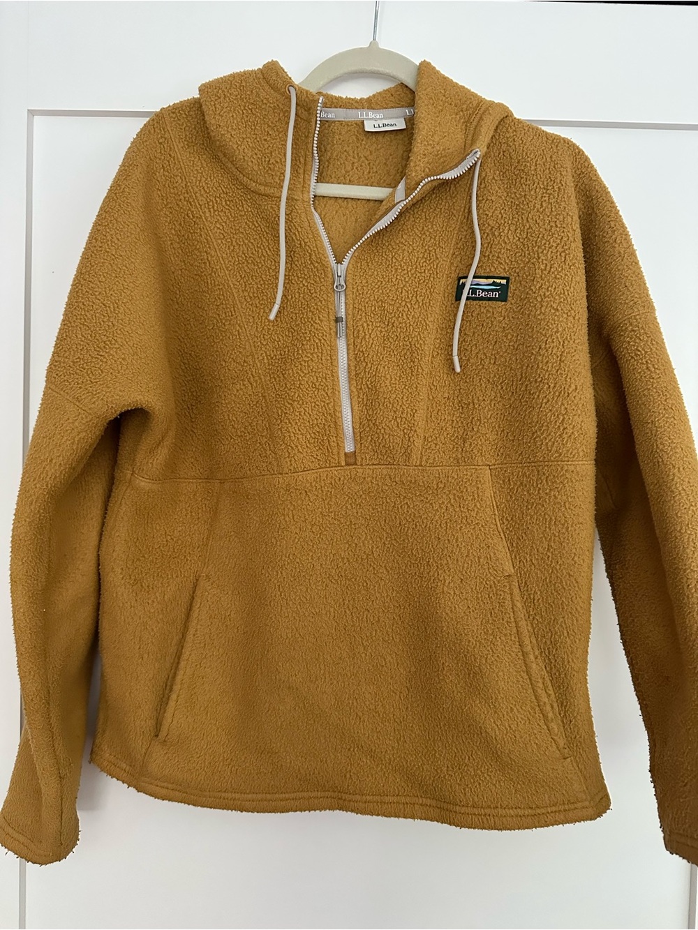 L.L. Bean Golden Yellow Sherpa Half-Zip Pullover